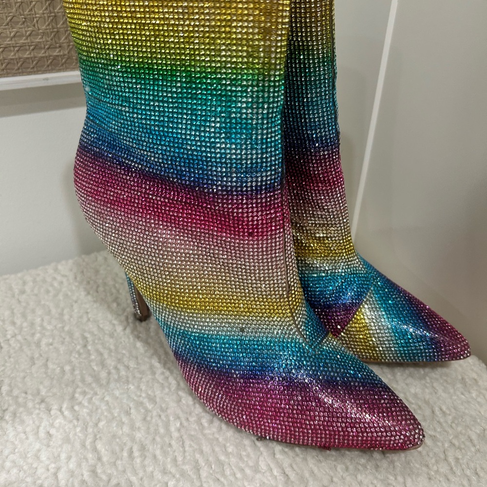 Dolls Kill Multicolor Rhinestone Women's Boots - Picture 2 of 5